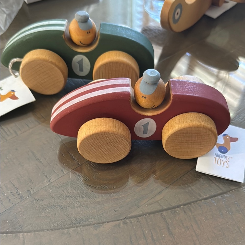 Wooden Race Cars - Red and Green